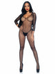 Clarissa -- Women's Long Sleeve Fishnet Bodystocking -- Black