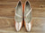 2.5" Monica -- Flare Heel Standard Ballroom Shoe -- Tan Satin - Teddy Shoes