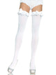 Devi -- Women's Stocking with Ruffle Bow -- White