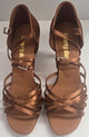 3" Eliza -- Women's Latin Sandal -- Dark Tan Satin
