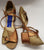 1.5" Guan -- Women's Latin Sandal -- Tan Leather/Gold Glitter