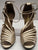 4" Impressions -- Women's Flare Heel Latin Sandal -- Street Sole -- Light Tan Patent