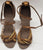 3" Jessica -- Flare Heel Latin Sandal -- Gold Scale/Dark Tan