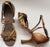 3" Jessica -- Flare Heel Latin Sandal -- Gold Scale/Dark Tan
