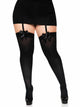 Kay -- Women's Opaque Thigh High Stocking with Satin Bow Accent