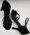 3.5" Leyla -- Women's Flare Heel Latin Sandal -- Black Satin
