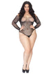 Lilo -- Women's Long Sleeve Rhinestone Fishnet Bodysuit