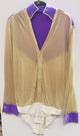 Ranjit -- Men's Long Sleeve Latin Ballroom Shirt -- Light Gold/Purple