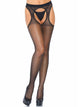 Shira -- Women's Sheer Scalloped Suspender Hose -- Black