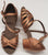 1.33" Suele -- Girl's Block Heel Latin Sandal -- Tan Satin