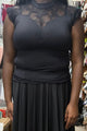 Zariah -- Women's Lace Short Sleeve Top -- Black