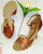 3.38" Alta -- Flare Heel Latin Sandal -- Dark Tan Satin