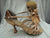 2.5" Hope -- Flare Heel Latin Sandal with Rhinestones -- Tan Satin - Teddy Shoes