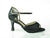 2.5" Katie -- Flare Heel Latin Sandal -- Black Foil Crepe/Black Patent PU with Black Patent Heel - Teddy Shoes