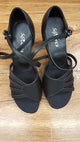 2.5" Addison -- Flare Heel Latin Sandal -- Black Leather