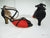 2.25" Molly -- Wide Heel Latin Sandal -- Black Satin/Red Satin - Teddy Shoes