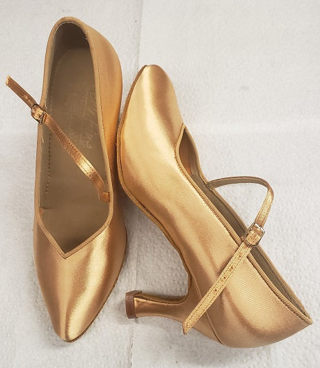2.75 Joyce Flare Heel Standard Ballroom Shoe Tan Satin