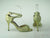 3.5" Debra -- Ultra Slim Heel Latin Sandal -- Gold Shine Hologram Glitter