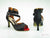 3.5" Jordana -- Ultra Slim Heel Latin Sandal ( Boot Style ) -- Black Satin