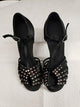 3" Crystal Ray -- Women's Latin Ballroom Sandals -- Black Satin