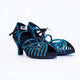 2.75" Abelia -- Women's Latin Sandal -- Black/Blue Satin