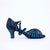 2.75" Abelia -- Women's Latin Sandal -- Black/Blue Satin