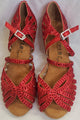 2.75" Abelia II -- Women's Latin Sandal -- Red Satin/Red Rhinestones