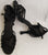 3" Alaia -- Flare Heel Latin Sandal -- Black Satin