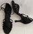 3" Alaia II -- Flare Heel Latin Sandal -- Black Satin