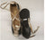 Arlette -- 3.5" Latin Sandal -- Black Satin/Tan Patent