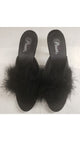 Belle Fur -- Women's 3" Marabou Mule -- Black Satin