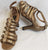 3.38" Brittany -- Flare Heel Latin Sandal -- Bronze Satin