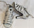 3.38" Brittany -- Flare Heel Latin Sandal -- Silver Satin