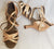 3.38" Carla -- Flare Heel Latin Sandal -- Light Tan Satin