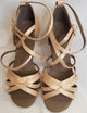 3.38" Carla -- Flare Heel Latin Sandal -- Light Tan Satin