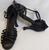 3" Crystal Danielle -- Flare Heel Latin Sandal -- Black Satin