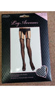 Eleanor -- Womens's  Fishnet Stockings with Attached Lace Garter Belt Pantyhose -- Black
