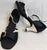 2.25" Elise -- Wide Heel Latin Sandal -- Black/Silver