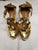 3" Goldstone -- Women's Flare Heel Latin Sandal -- Gold Snake