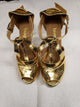 3" Goldstone -- Women's Flare Heel Latin Sandal -- Gold Snake