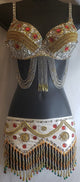 Iara -- 2Pc. Belly Dancing Set -- White/Gold