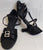 2.25" Jasmine -- Wide Heel Latin Sandal -- Black Satin