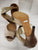 4" Jorjet -- Women's Flare Heel Latin Sandal -- Tan Satin/Gold Snake