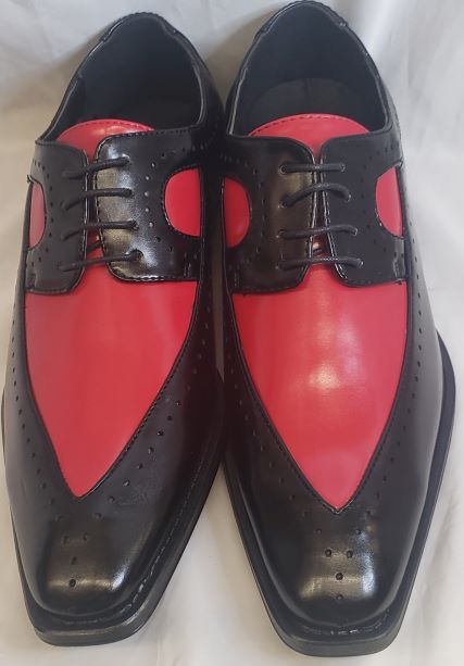 Kross -- Men's Dress Oxford -- Black/Red - Cambridge