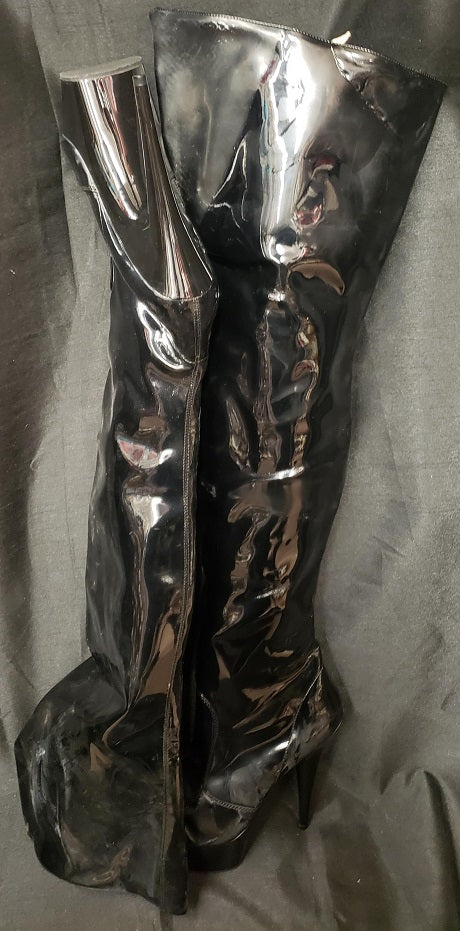 6 Lainey Women s Thigh High Platform Boot Black Patent