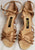 3" Leanne -- Flare Heel Latin Sandal -- Gold Satin