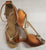 2.5" Linked -- Latin Sandal -- Dark Tan Satin/Gold - Teddy Shoes