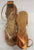 2.5" Linked -- Latin Sandal -- Dark Tan Satin/Gold - Teddy Shoes