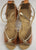 2.5" Linked -- Latin Sandal -- Dark Tan Satin/Gold - Teddy Shoes