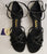 2.5" Lucinda -- Flare Heel Latin Sandal -- Black Satin